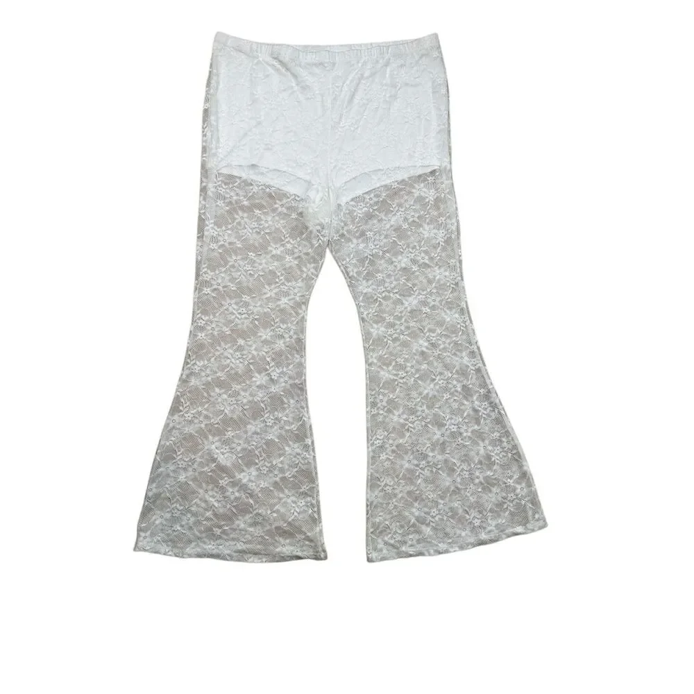 Wild Fable White Lace Sheer Flair Pants XL